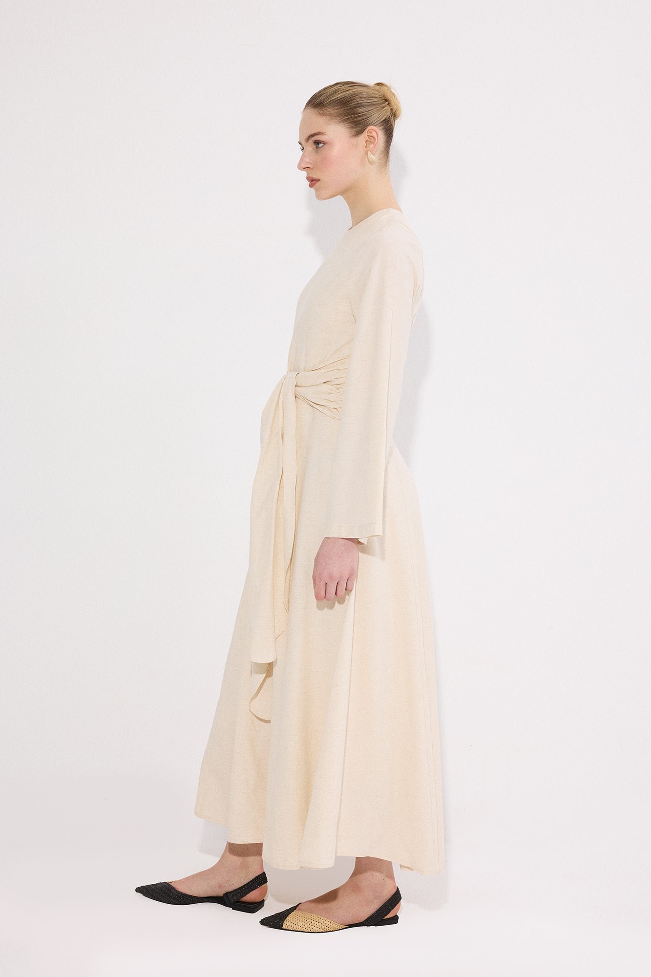 BELTED LINEN DRESS