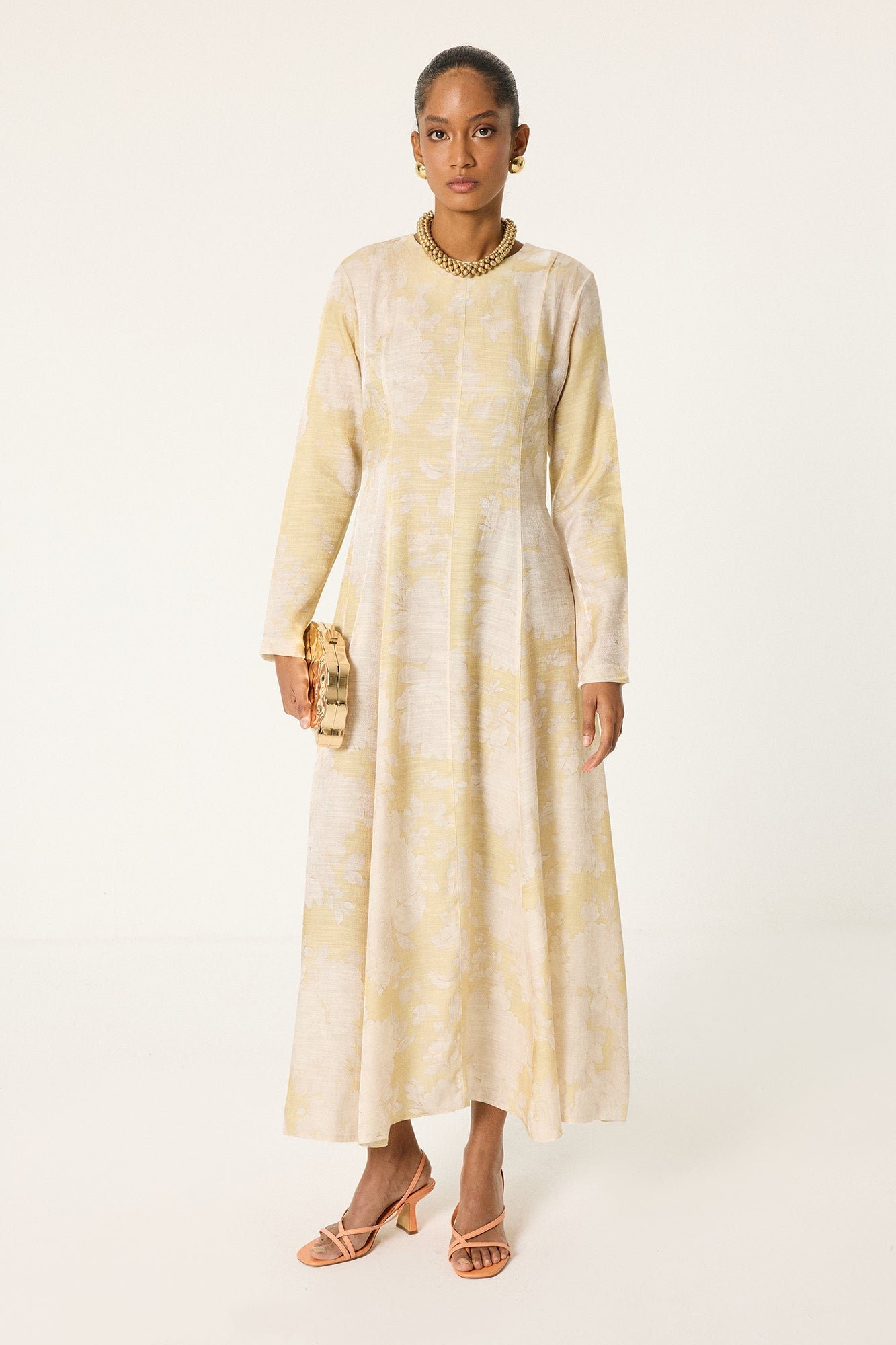 PATTERNED DRESS WITH BINDING BELTS