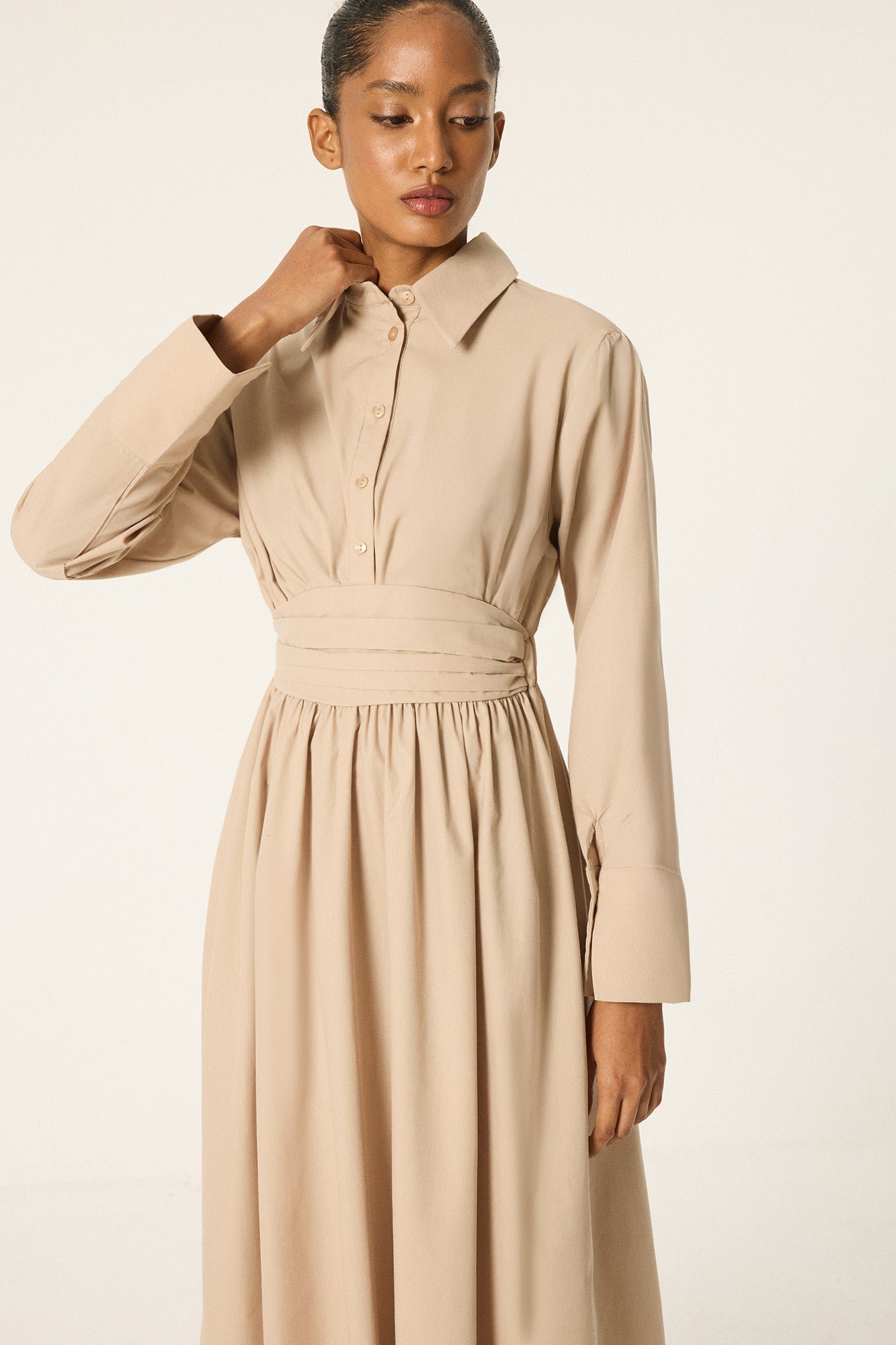 CORSET WAIST SHIRT COLLAR DRESS