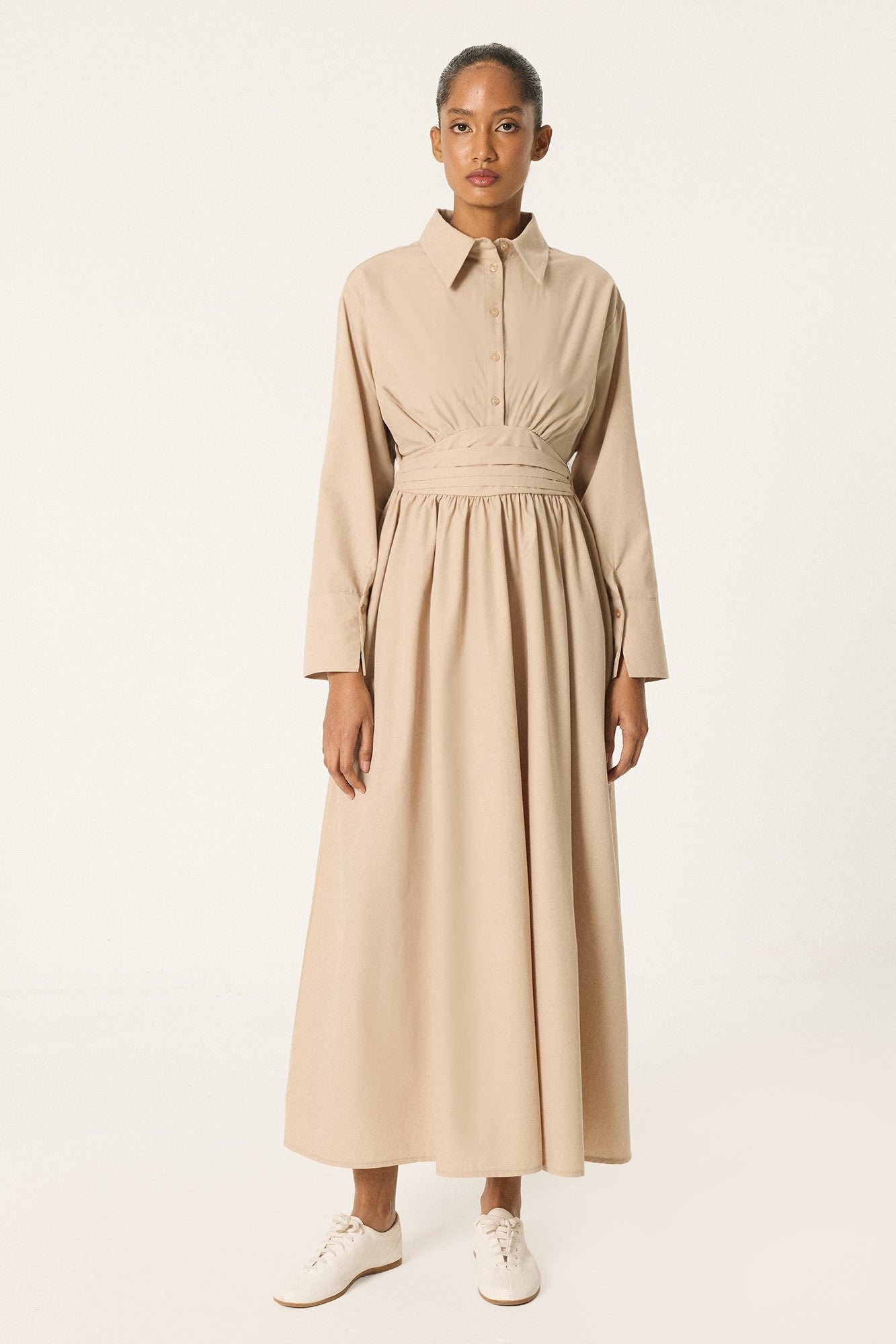 CORSET WAIST SHIRT COLLAR DRESS