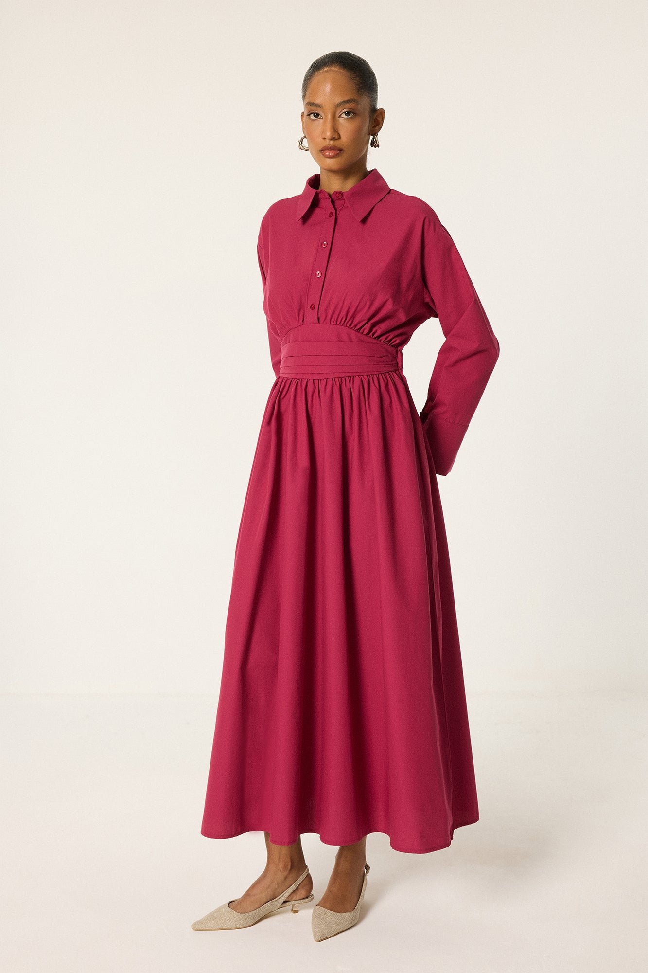 CORSET WAIST SHIRT COLLAR DRESS
