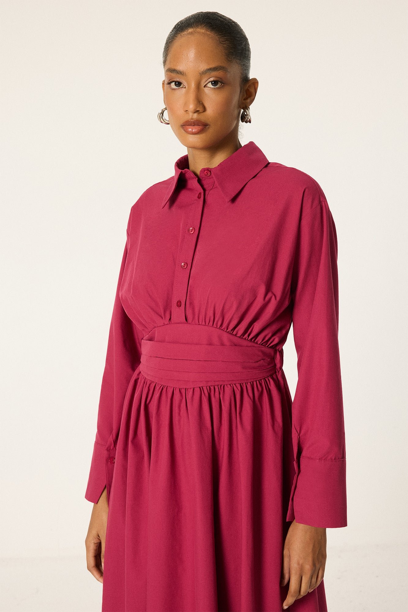 CORSET WAIST SHIRT COLLAR DRESS