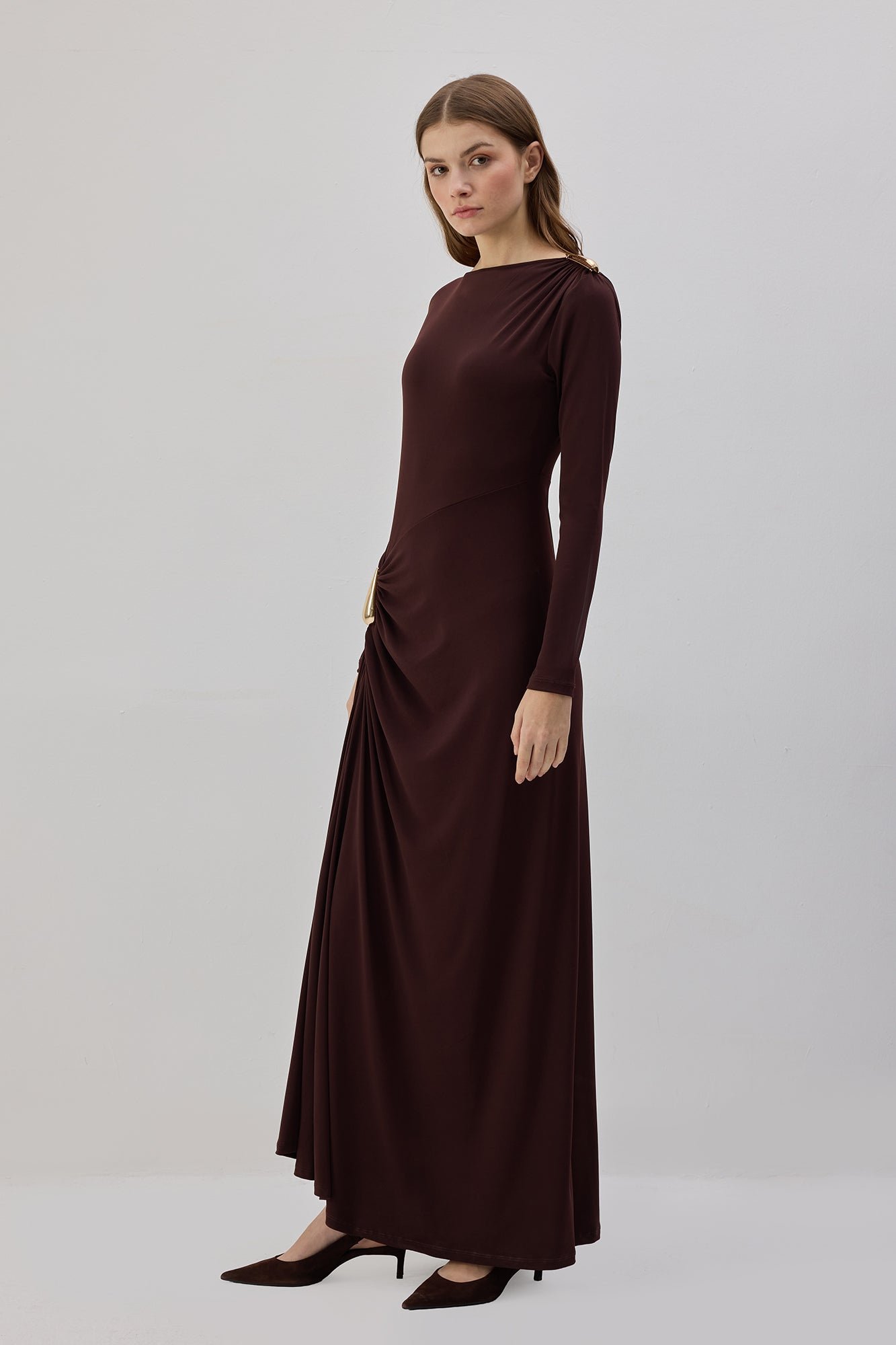 BUCKLED MAXI DRESS